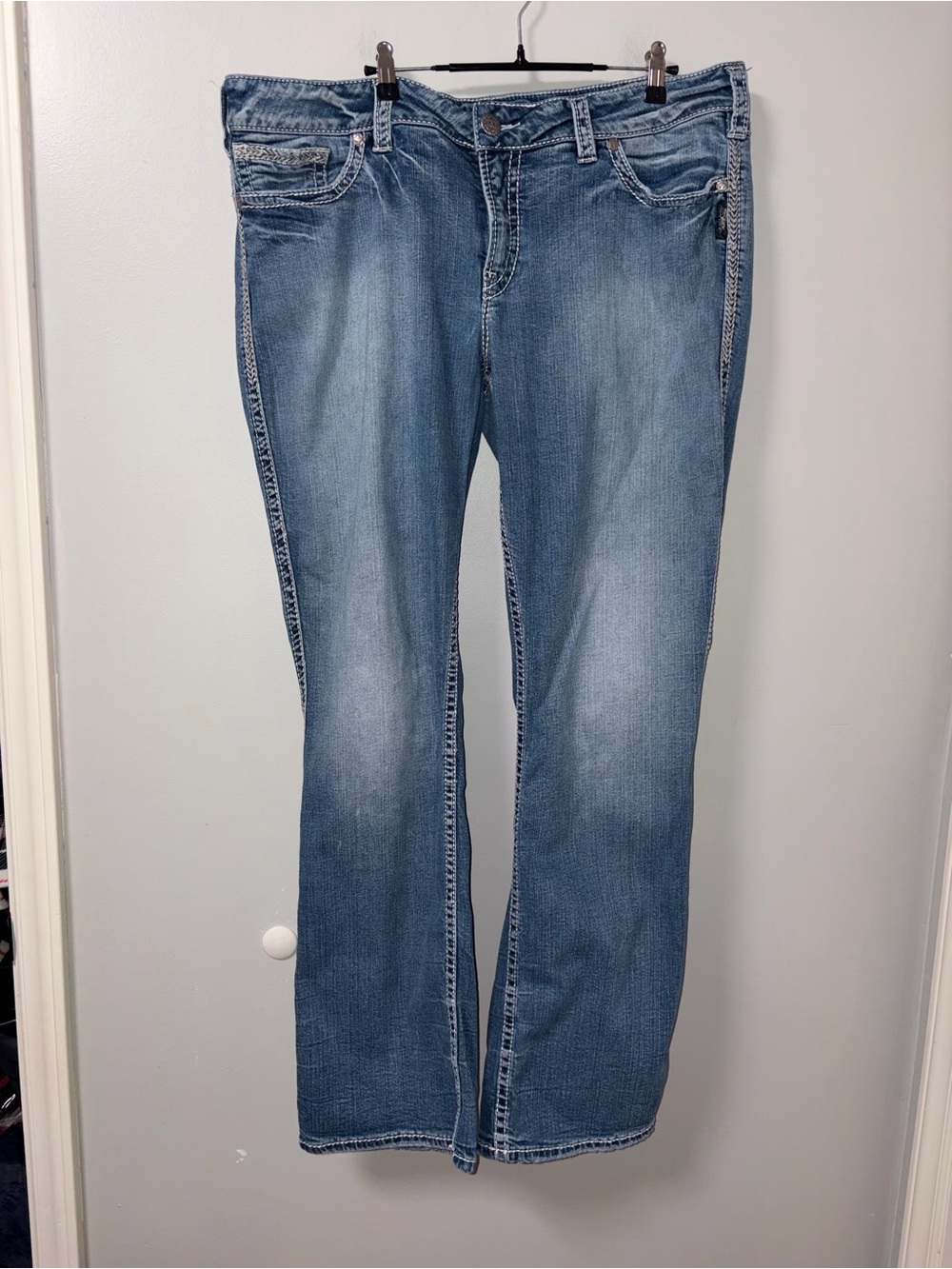 Silver Jeans Bootcut Suki Flap 17” Women’s Plus Size 22 Inseam 33 In Faded Look